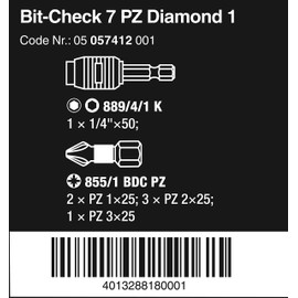 Wera 05057412001 Bit-Check PZ"Diamond 1" (7 Piece)