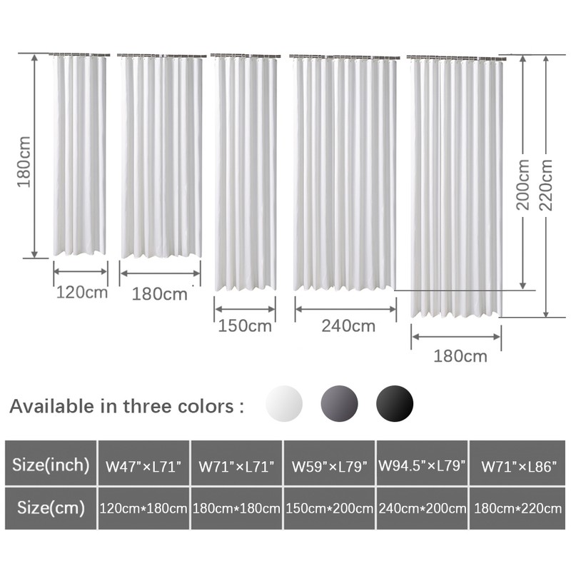 1pc Waterproof Shower Curtain Partition Bathroom Mildew Proof Bath Curtains
