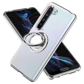 AQUOS R5G Case, Clear with Ring, TPU AQUOS R5G SH-51A SHG01 Cover, Exclusive, Anti-Yellowing, Shockproof, Thin Case, Compatible with Car Holder, Strap Hole, Anti-Slip, Drop Prevention
