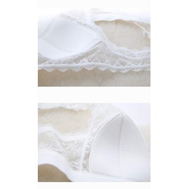 SilRiver Women's Silk Triangle Bralette Wirefree Lace Bras with Light Pads White