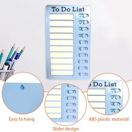 3 pcs to Do List Chore Chart with 12 pcs Replaceable Cardstocks, Portable Detachable Reusable Memo Checklist Boards with Slider for Home Office(Green + Blue + Pink)