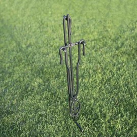 Backyard Creations 3 Pc Set Black Steel Fire Pit Poker Tongs w/ Stand Outdoor Backyard Wood Burning
