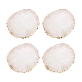 freneci 4x Gold Edge Imitation Agate Round Plate Nail Art Coasters Cup Mat Pendant - white
