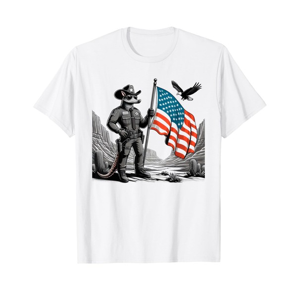 Vintage Armadillo Cowboy Western Country American Flag T-Shirt