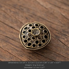 Chinese Lotus Fruit Burner Bronze - Feng Shui Incense Burner for Meditation & Spiritual Decoration - For Backflow Cones & Incense Tablets