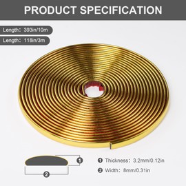 9.8Ft Gold Peel and Stick Trim Waterproof Molding Trim Flexible Self-Adhesive Crafts Strip for Walls Cabinet Mirror Tile Floor Window Frames