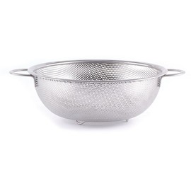 HENDI Vegetable Strainer, Perforated, with Base and 2 Handles, Colander, Pasta Strainer, Kitchen Strainer, Diameter 235 x (H) 85 mm, Stainless Steel