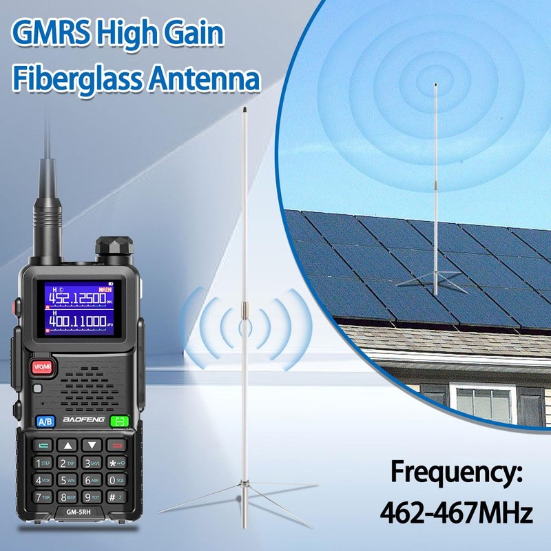 GMRS Base Antenna 462-467MHz,7.2dBi High Gain Fiberglass GMRS UHF-Female SO239