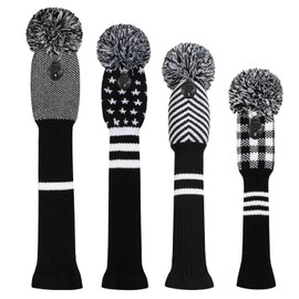Scott Edward Knit Golf Headcovers Set of 4 Handmade Drivers Lane Woods Long Neck Pom-Pom Golf Club Headcovers Available in Many Colors