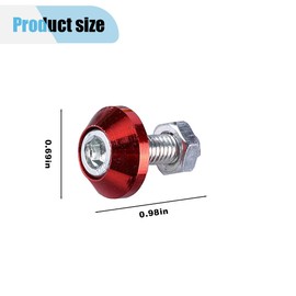 4PCS Motorcycle License Plate Bolts, Aluminum Alloy Car Tag License Plate Screw Decorative Kit, License Plate Frame Fastener Accessories for Most Motorcycles, Cars, Trucks (Red)