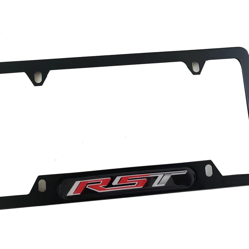 RST License Plate Frame Cover Holder, Black for Silverado 1500