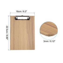 PATIKIL 8.9 x 6.3 inch Wooden Writing Board, A4 Letter Size Hardboard Clipboards with Flat Clip for Office, Classroom, Cherry Wood Texture