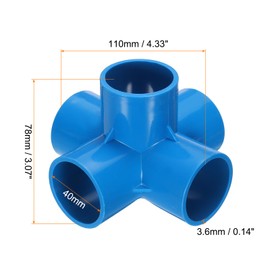HARFINGTON 4pcs 5 Way PVC Pipe Fittings 1-1/4" Elbow Pipe Connector Furniture Build Grade 90 Degree Pipe Coupling Elbow Fittings for Plumbing Drain Water Build, Blue