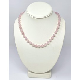 TreasureBay Handmade Gemstone Beaded Necklace 8mm Natural Gemstone Necklace for Women Ladies and Girls (Pink Rose Quartz)