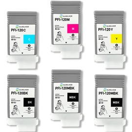 PFI-120 Ink Cartridges 6 Pack Compatible PFI120 Ink Tank Replacement for Canon imagePROGRAF iPF TM-Series TM-200 TM-205 TM-300 TM-305 Inkjet Printer PFI120MBK PFI120BK PFI120C PFI120M PFI120Y
