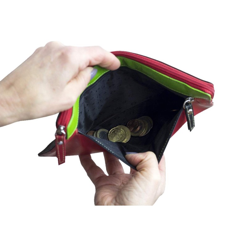 Multicolour LEAS Bank Bag Wallet in Real Leather, Colourful –