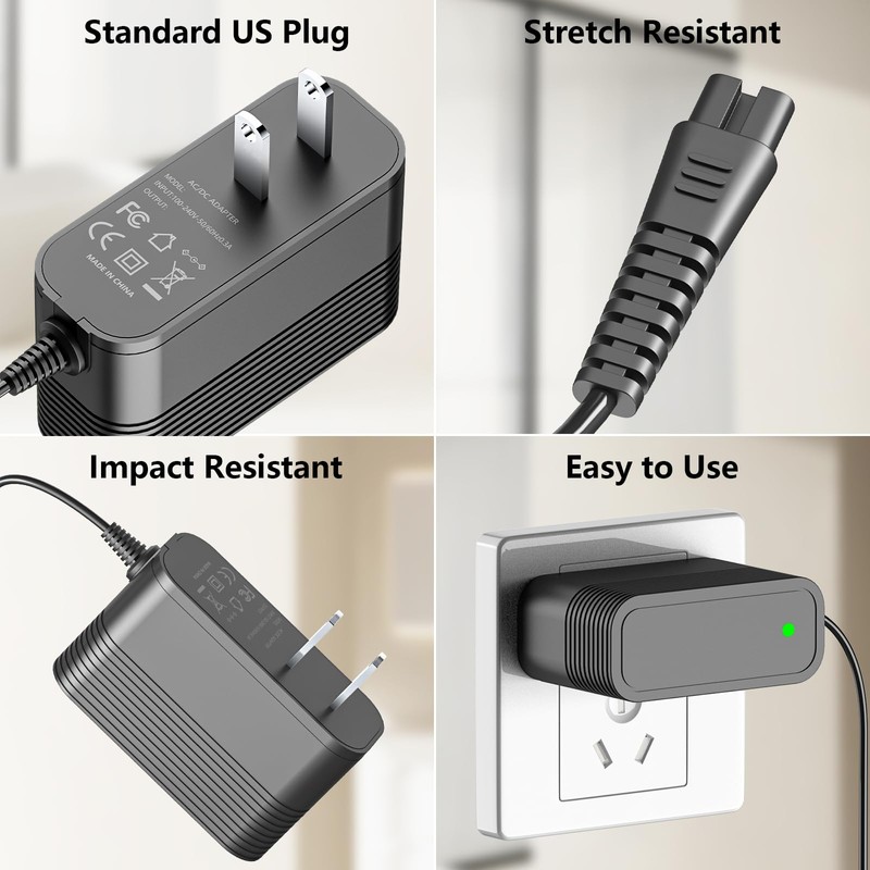 Replacement for Voweek Electric Spin Scrubber Charger, 9V Charger for