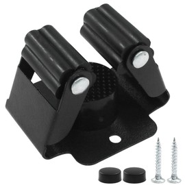 Hordion 12 Pack Broom Holder Wall Mount, Stainless Steel Mop Hanger Heavy Duty Garden Tool Organizer Wall Mounted Utility Rack with Screws, Black