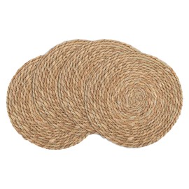 MUXHEL Set of 4 place plates made of water hyacinth, 30 cm coasters plates, jute table runner, round, table coasters, place mat round, Boho, braided round placemat, washable