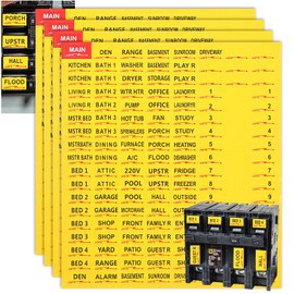 AOZUO 4 Sheets(516pcs) Circuit Breaker Labels, Electrical Panel Labels, Self-Adhesive Breaker Box Label Waterproof Fuse Box Stickers Fuse Panel Marker Sign for Home Office Electrical Panels(Yellow)