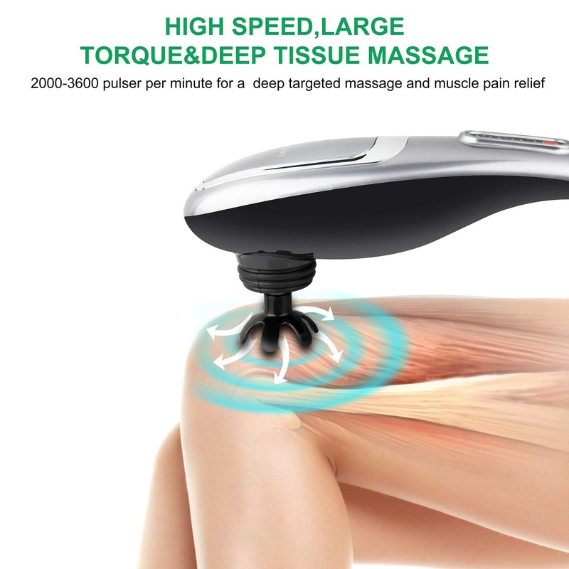 MEGAWISE Handheld Back Massager | Deep Tissue Percussion Massage for