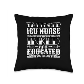 ICU Nurse Tattoo Lover Intensive Care Unit Nursing Throw Pillow