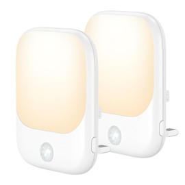 OQIMAX Plug in Night Light, 2 PCS Night Lights Plug in Walls with 5 Levels Brightness Adjustable, 3 Lighting Modes, Eye-Friendly Warm White Motion Sensor Night Light, for Bedroom, Hallway, Stairs