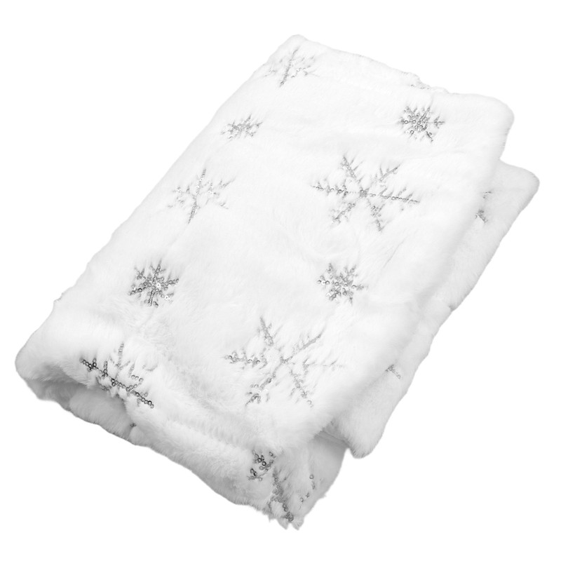 35.4in Christmas Tree Skirt Round Shape Soft Comfortable White Christmas
