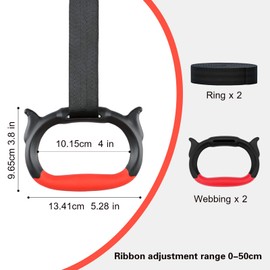 Gymnastics Rings, Children's Home Gym Equipment, Children's Adjustable Strap Strength Training Rings (Red)