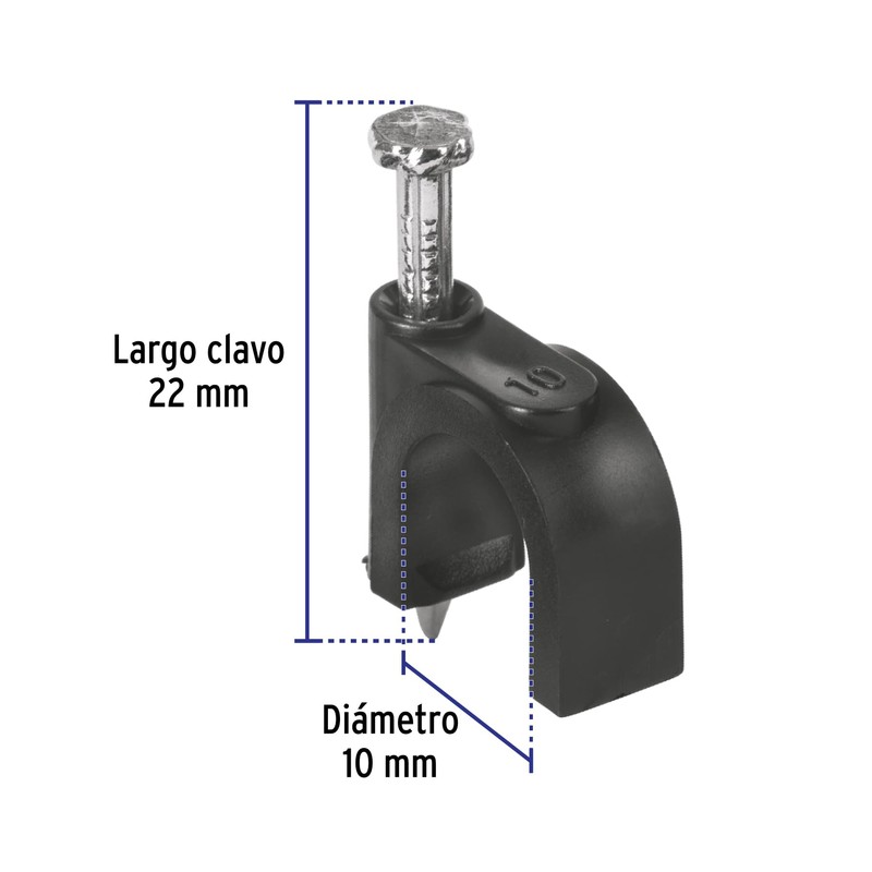 Volteck GCU-10N, Bolsa con 20 grapas negras de 10 mm