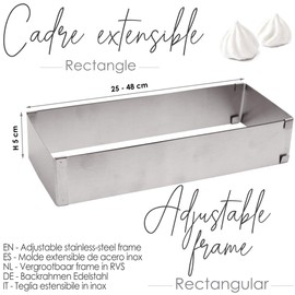ScrapCooking 1916 Stainless Steel Rectangular Baking Tin Extendable from 25 to 48 cm for Cakes, Appetizers and Desserts
