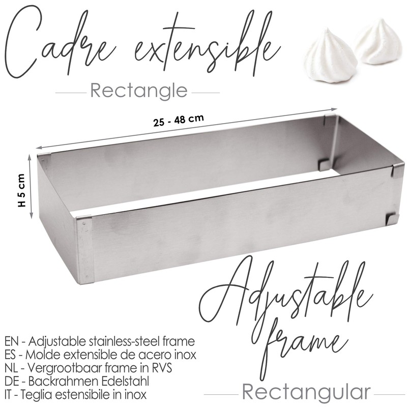 ScrapCooking 1916 Stainless Steel Rectangular Baking Tin Extendable from 25