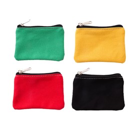 FSSTUD 4 Pcs Small Canvas Coin Purses Zipper Cash Pouches Mini Change Bags Portable Coin Pouches Credit Card ID Card Holder Wallets Multipurpose Plain Blank Makeup Pouches Green Red Yellow Black