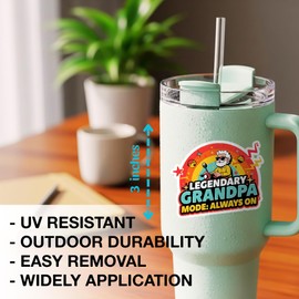 (3PCS) Grandpa Stickers – Funny Waterproof Grandpa Vinyl Stickers for Cars Laptops Water Bottles Mugs Hard Hat Garage – Gift for Grandpa Papa Dad 3 Inch (Legendary Grandpa Mode: Always ON)