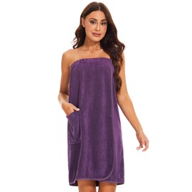 vislivin Women's Terry Towelling Sauna Kilt Sauna Towel Women Sauna Kilt with Press Studs and Elastic Band Purple L, purple