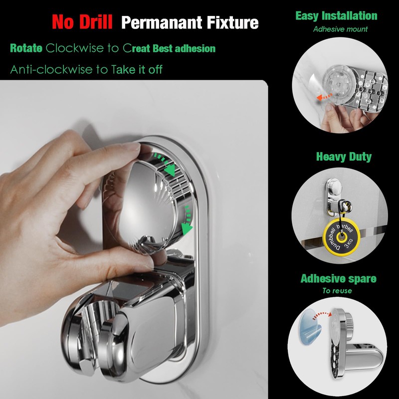Handheld Shower Head Holder - 5 Positions Adjustable + 90°