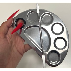 GLAM RAIDER MAKEUP MIXING PALETTE AND SPATULA, CIRCULAR