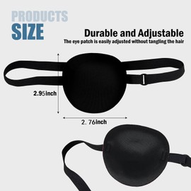 SimautHawk 2 Pcs, Eye Patch,Eye Patches Medical, Amblyopia Lazy Eye Patches， Adjustable Eyepatch, for Left or Right Eyes, and Cosplay Pirate Costume (Black, 2.95 x 2.76 inches)