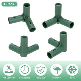 M METERXITY 4 Pcs 19mm Greenhouse Frame Building Connectors, 3 Way Right Angle Pipe Fitting for Grape Trellis/Sunscreen Shed/Gardening Plant Stakes, Greenhouse Accessories [Green]