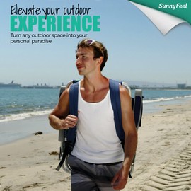 SUNNYFEEL Low Beach Chair 5 Position Lay Flat, Portable Folding Backpack Beach Chairs Heavy Duty with Cooler Bag, Cup Holder for Outdoor/Lawn/Trip/Picnic/Fishing, Foldable Camping Chair (New Blue)