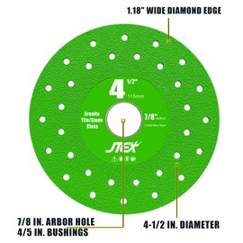 JTEX 4-1/2" Rock Slab Grinding Disc for Angle Grinder, 7/8" Arbor, Ultra-Thin (3-Pack)