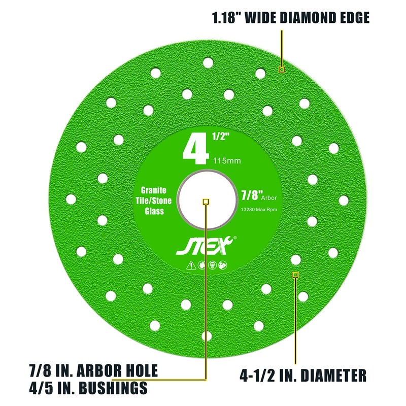 JTEX 4-1/2" Rock Slab Grinding Disc for Angle Grinder, 7/8"