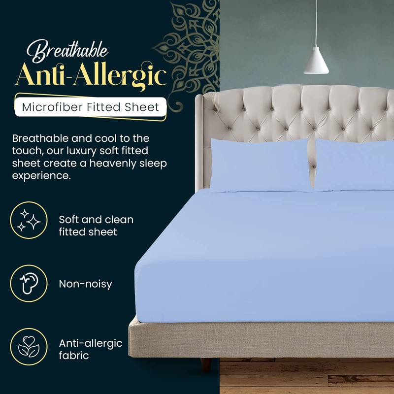 Sunshine Comforts Microfiber Fitted Sheets Super King Size Breathable, Anti