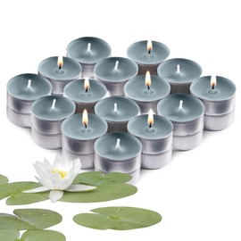 Grey Blue Scented Tealight Candles - Pack of 30 Scented Tea Light Candles with Long Lasting Aromas - Fairy Waterlily Fragranced Grey Blue Tealight Candles - 4 Hour Burn Time