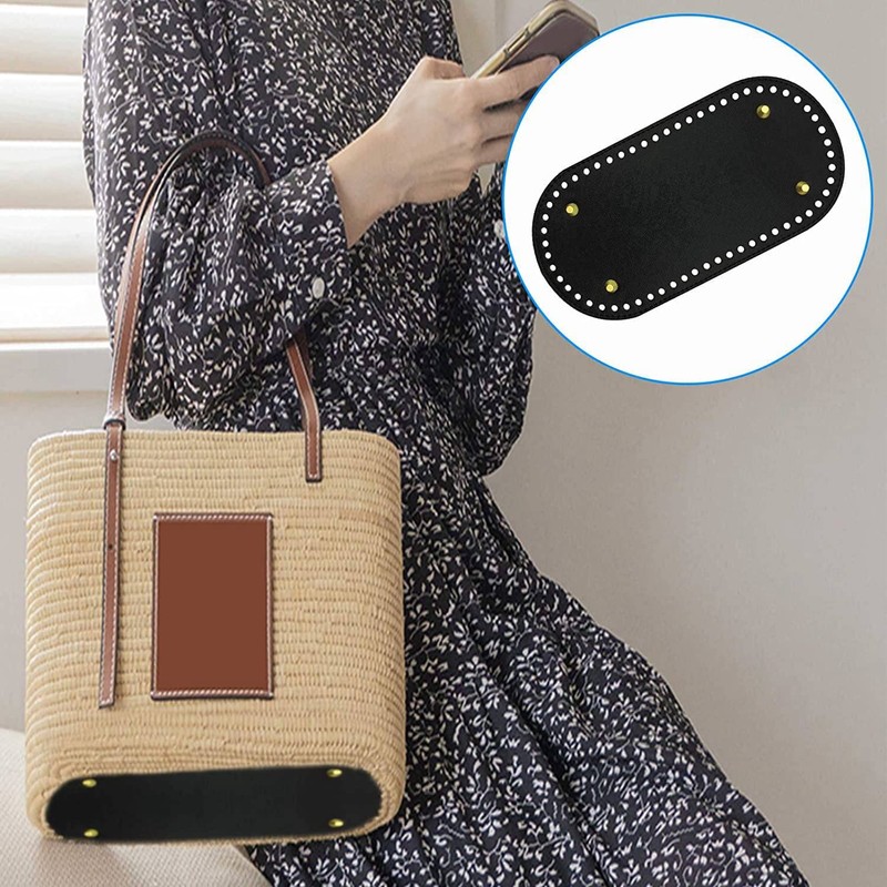 6 Pack PU Leather Bag Bottom Oval Wallet Bottom for