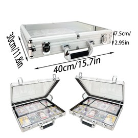 Notwoe® 16"x12" Card Display Case,Table Top Baseball Card Display Case Aluminum Acrylic Lockable,Portable Trade Show Display Case,for Sports Card/TCG/Jewelry Collection.