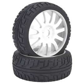 Vgeby 2 x RC Replacement Wheels, Rim Racing Car Wheel Hub Rubber Tyres for 1/8 Tyres Onroad Racing RC (White)