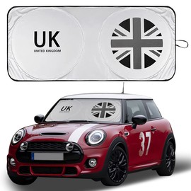 Windshield Sunshade Foldable Anti-UV UV Sun Protector Shade Heat Insulation Reflector for Mini Cooper R50 R52 R55 R56 R60 F54 F55 F56 F60 Countryman Clubman (Union Jack Gray)