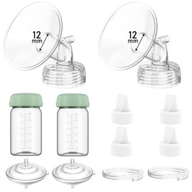 Breast Pump Parts Compatible with Spectra S1/S2/9 Plus/Synergy Gold, Full Set Replacement Parts for Spectra Include 14mm Flange, Duckbill Valve, Backflow Protector, Tubing, Bottle, Not Original Parts