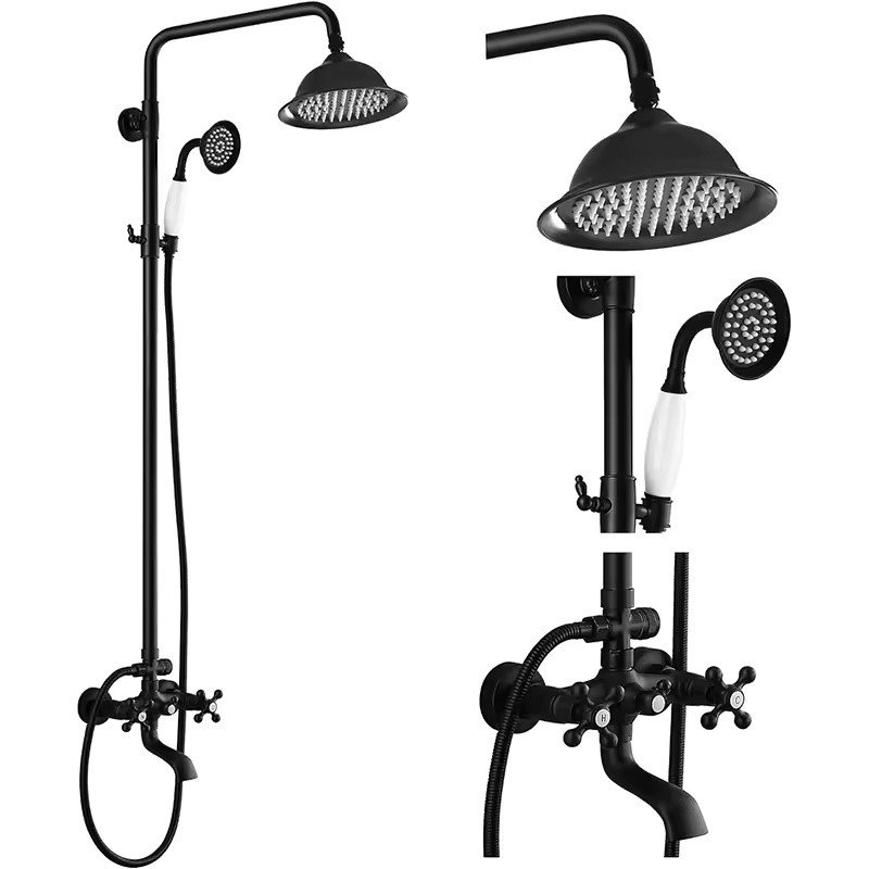 Antique Brass 8-Inch Rainfall Shower System with Hand Shower &